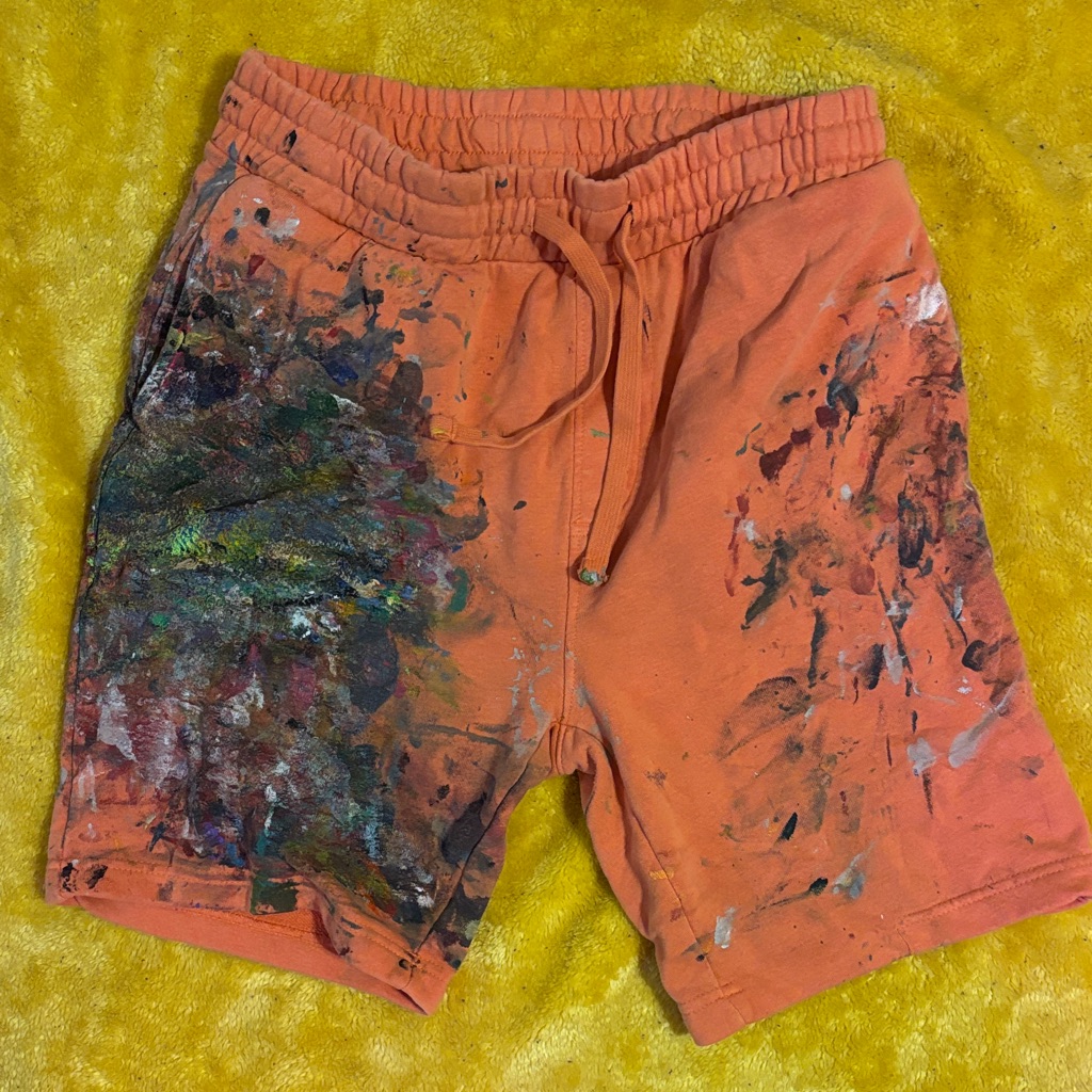 No Boundaries Men's Vibrant Orange Artistic Shorts